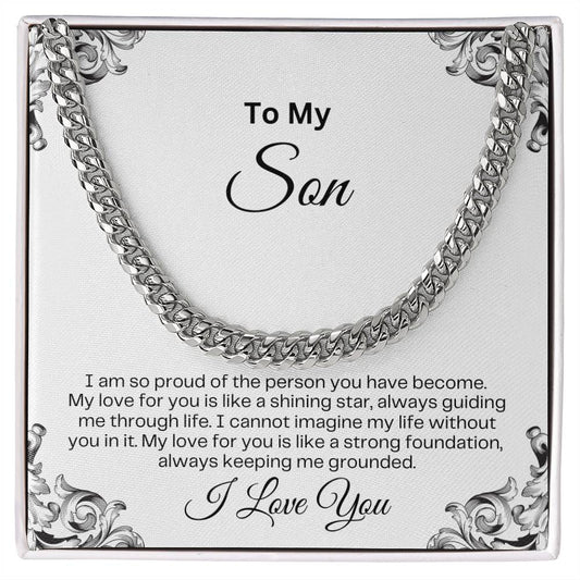 To My Son | Cuban Link Chain | Birthday Gift | Father's Day Gift | Christmas Gift | Valentine's Day Gift | Graduation Gift  | White Background