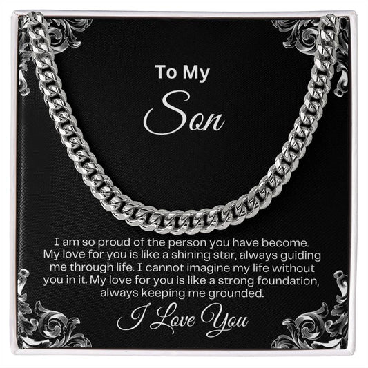 To My Son | Cuban Link Chain | Birthday Gift | Father's Day Gift | Christmas Gift | Valentine's Day Gift | Graduation Gift | Black Background