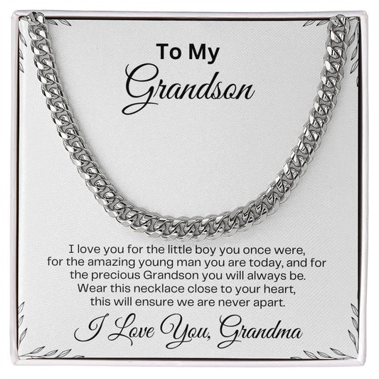 To My Grandson | Cuban Link Chain | Birthday Gift | Father's Day Gift | Christmas Gift | Valentine's Day Gift | Graduation Gift | White Background