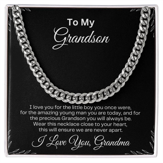 To My Grandson | Cuban Link Chain | Birthday Gift | Father's Day Gift | Christmas Gift | Valentine's Day Gift | Graduation Gift | Black Background