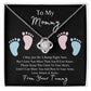 Mommy to Be | Baby Feet | Love Knot Necklace | Mother's Day Gift | Baby Shower Gift | Black Background