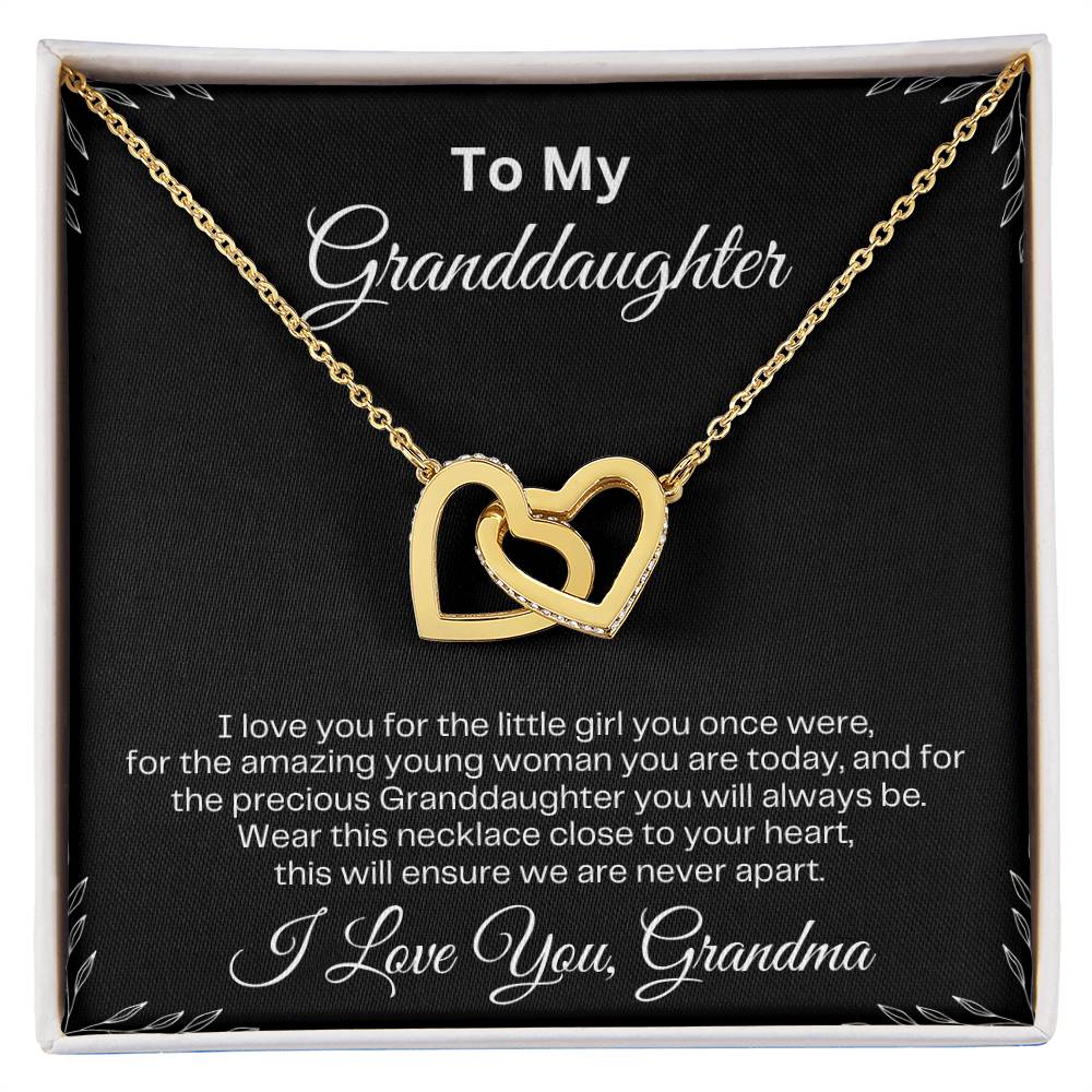 To My Granddaughter | Interlocking Hearts Necklace | Birthday Gift | Mother's Day Gift | Christmas Gift | Valentine's Day Gift | Graduation Gift | Black Background