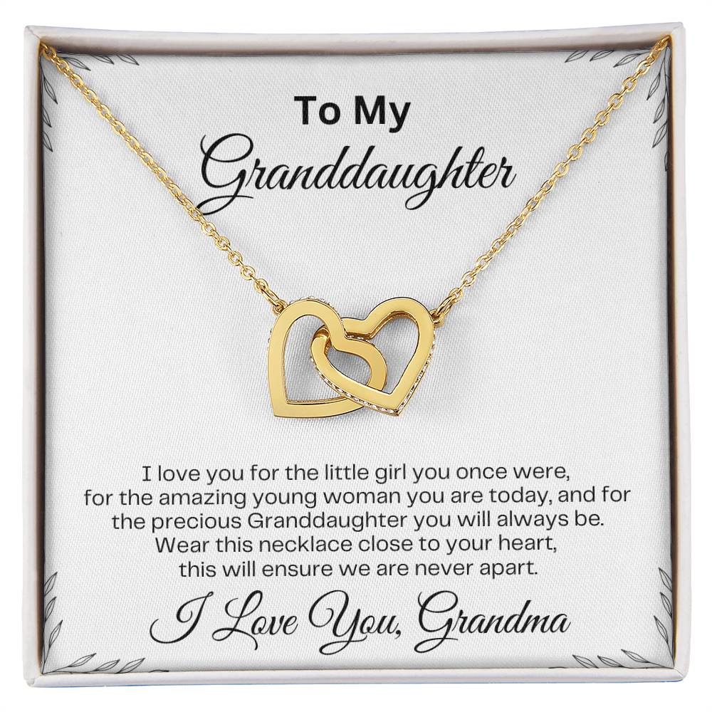 To My Granddaughter | Interlocking Hearts Necklace | Birthday Gift | Mother's Day gift | Christmas Gift | Valentine's Day Gift | Graduation Gift | White Background