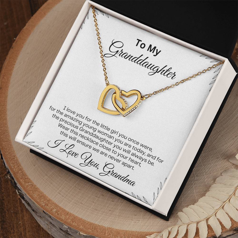 To My Granddaughter | Interlocking Hearts Necklace | Birthday Gift | Mother's Day gift | Christmas Gift | Valentine's Day Gift | Graduation Gift | White Background