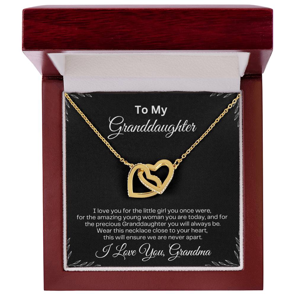 To My Granddaughter | Interlocking Hearts Necklace | Birthday Gift | Mother's Day Gift | Christmas Gift | Valentine's Day Gift | Graduation Gift | Black Background