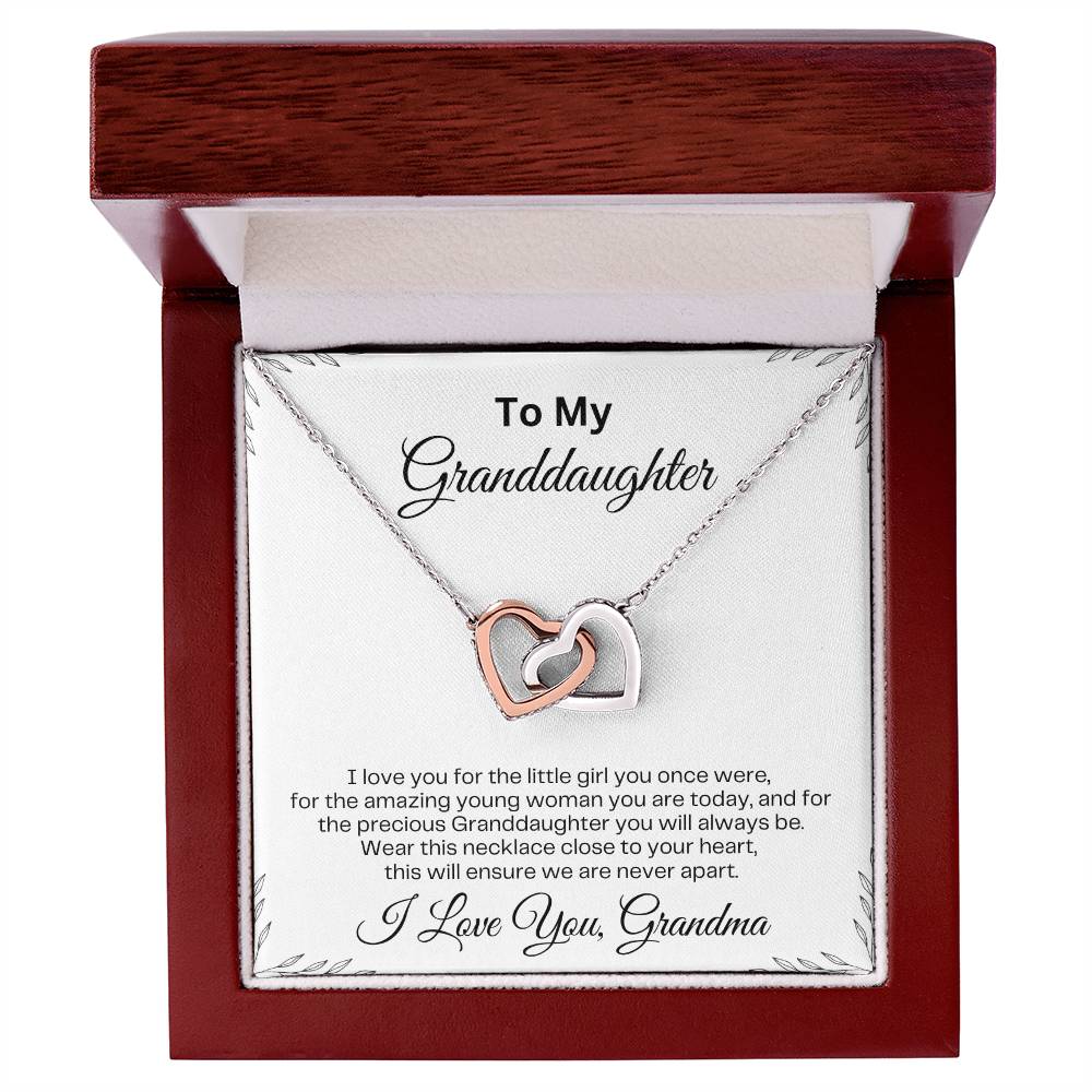 To My Granddaughter | Interlocking Hearts Necklace | Birthday Gift | Mother's Day gift | Christmas Gift | Valentine's Day Gift | Graduation Gift | White Background