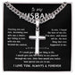 To My Husband | Artisan Cross Necklace | Birthday Gift |  Anniversary Gift | Valentine's Day Gift | Father's Day Gift | Christmas Gift | Black Background
