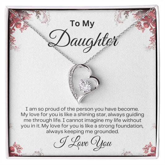 To My Daughter | Forever Love Necklace | Birthday Gift | Mother's Day Gift | Christmas Gift | Valentine's Day Gift | Graduation Gift | White Background